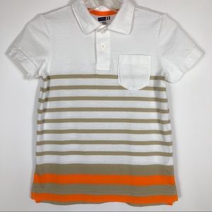 Crazy 8 polo striped white, tan & orange tee